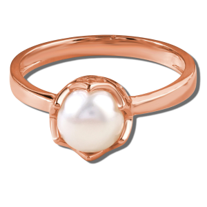 Pearl solitaire ring in rose gold